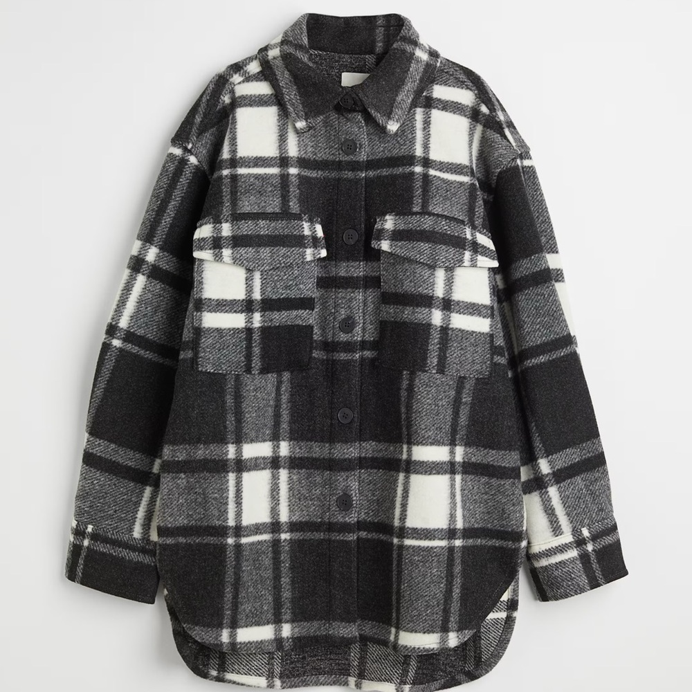 H&M Black/White Checkered Oversized Shacket Small